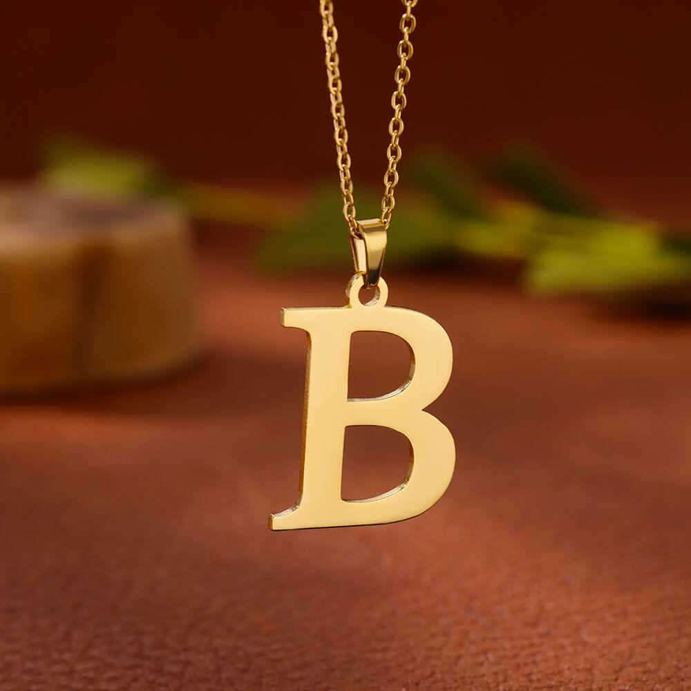 Elegant Initial Letter Stainless Steel Necklace Women Gold Color Alphabet Pendant Necklaces Vintage Waterproof Zircon Gifts