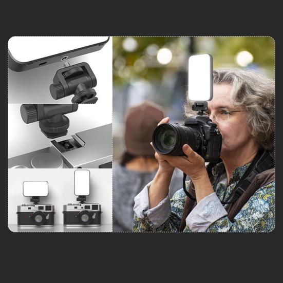 LED Fill Light with Adjustable Bracket Super Bright Compact Portable Rechargeable Clip Fill Light Selfie Light with Soft Diffuser