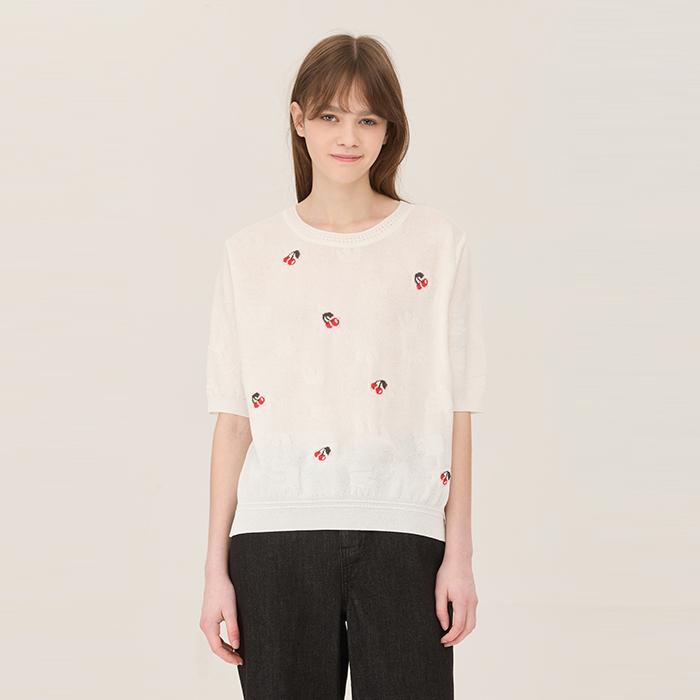 Benetong Cherry Jacquard Knit_Bakp66531Wh