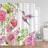 Birds Flowers Shower Curtains Hummingbirds Flowers Green Leaves Plants Greenery Bath Decorations Spring Bath Curtain With Hooks