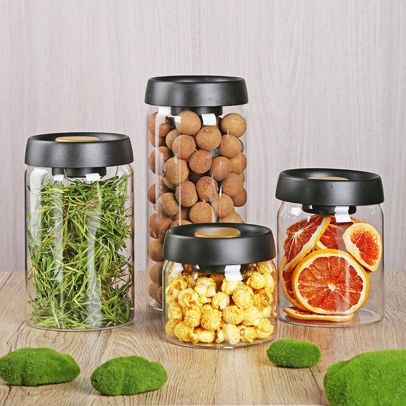 Vacuum Glass Coffee Jars Kitchen Cereals and Other Cereals Glass Storage Containers Food Glass Storage Sealed Cans