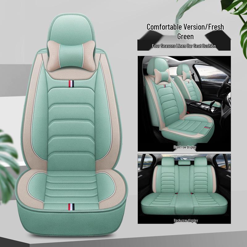 Linen Universal Car Seat Cover - Non-Slip, Full Wrap, All-Season Use