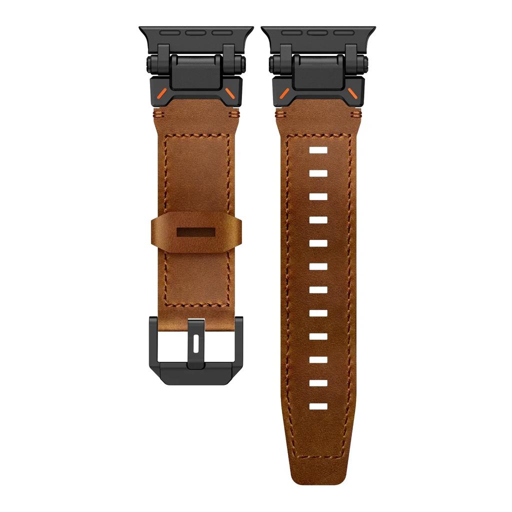 Leather Strap for Apple Watch Ultra 49mm 45mm 42 44mm Luxury Men Band for iWatch Se 6 5 4 Series 9 8 7 Ultra 2 Bracelet