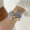 Multifunctional Adjustable Flower Shape Metal Bangle Bracelet Adjustable Diameter for Trendy Accessories and Gift Giving