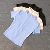 Women's Short Sleeve Stand Collar Zipper Yoga T-Shirt for Running and Pilates - Spring/Summer Fitness Wear