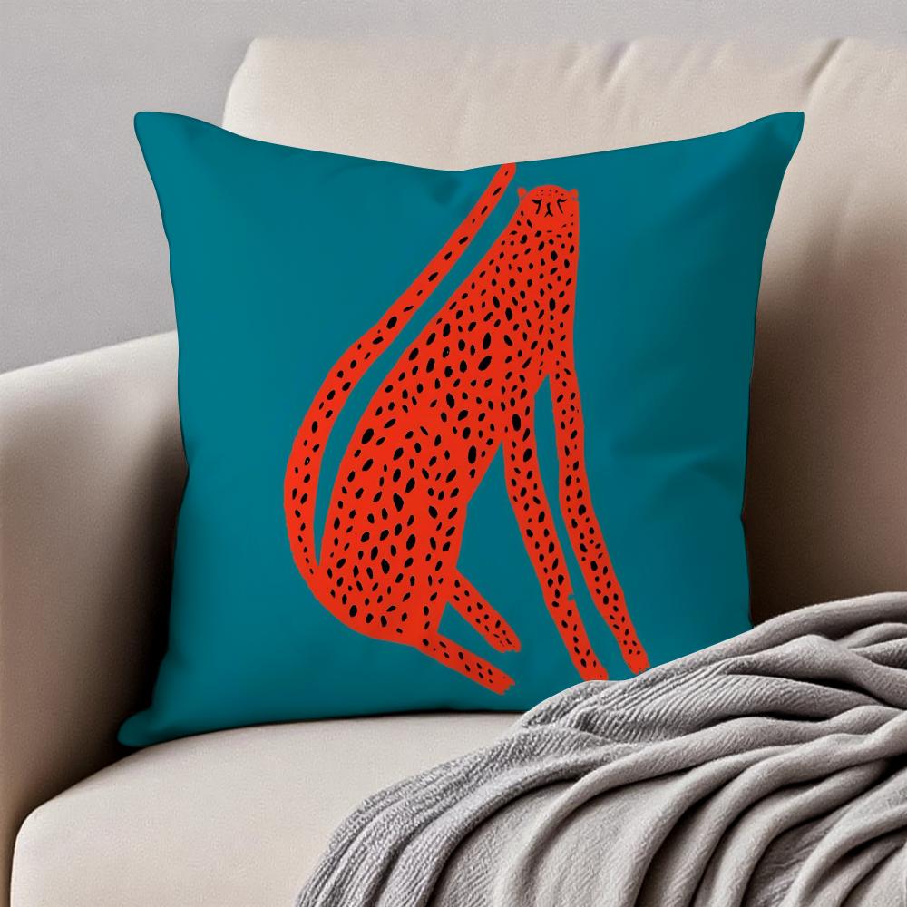Geometric Animal Leopard Abstract Pattern Art Cushion Cover Pillowcase Antidustmite Invisible Zipper Short Plush Sofa Cushion