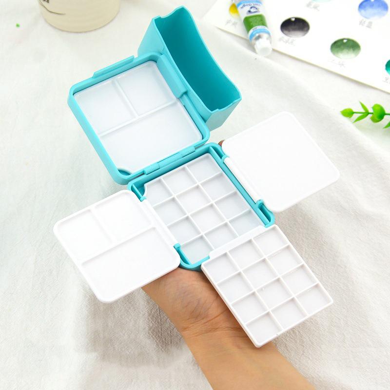 Portable Travel Watercolor Plastic 12/24 Grids Painting Box With Palette Half Pan Mini Paint Storage Case For Art Supplies