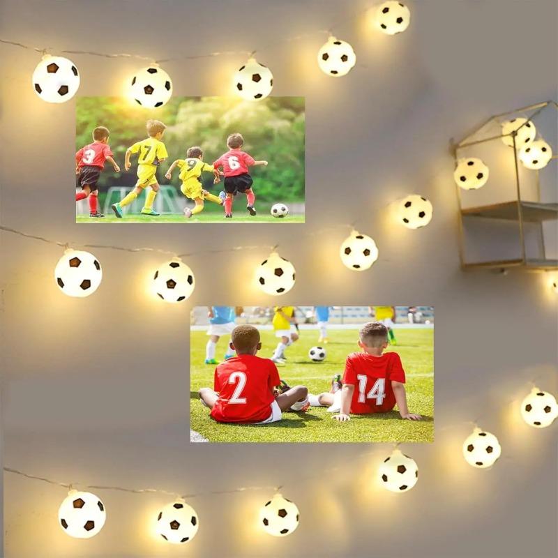 20 LED Soccer Ball String Lights Decorative Fairy Lights for Garden Balcony Bar Party Outdoor Indoor Sports Theme Mood Lighting