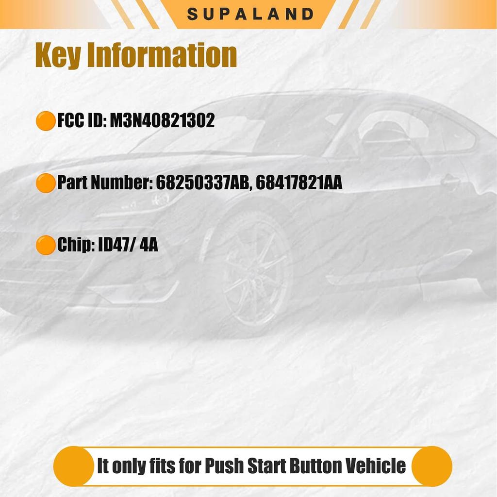 SUPALAND Key Fob Keyless Entry Fits for Jeep Compass 2017 2018 2019 2020 2021 2022 2023 2024 Smart Remote Control Key Replacement M3N-40821302