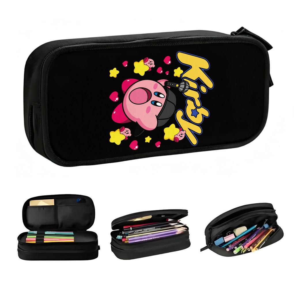Game Cute Kirbys Kawaii Pencil Case Girl Boy Large Storage Cartoon Pencil Bag Pouch Students Stationery