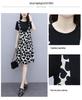 2023 Summer Women's Love Splicing Short-sleeve Dress with Suspender Skirt