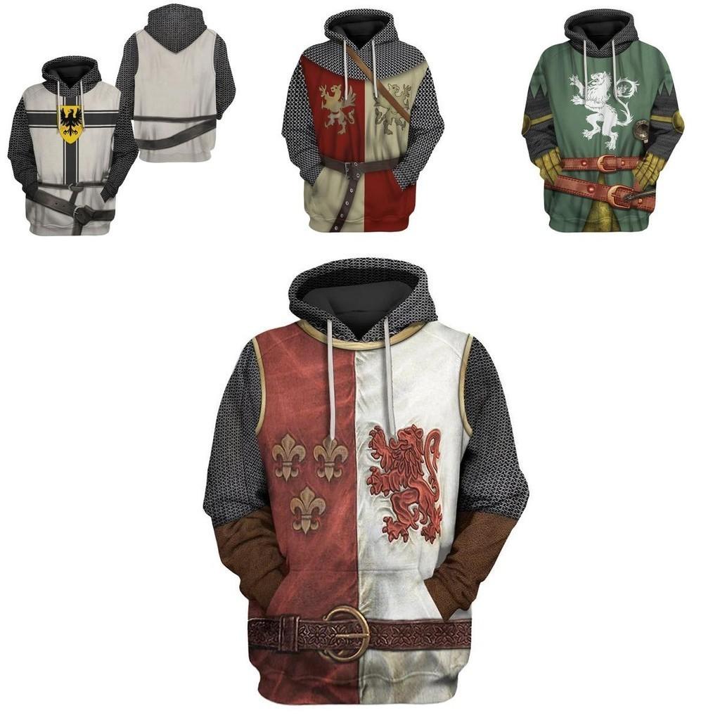 Medieval Knight Hoodie Pullover For Men And Women With Vibrant 3d Printing Design