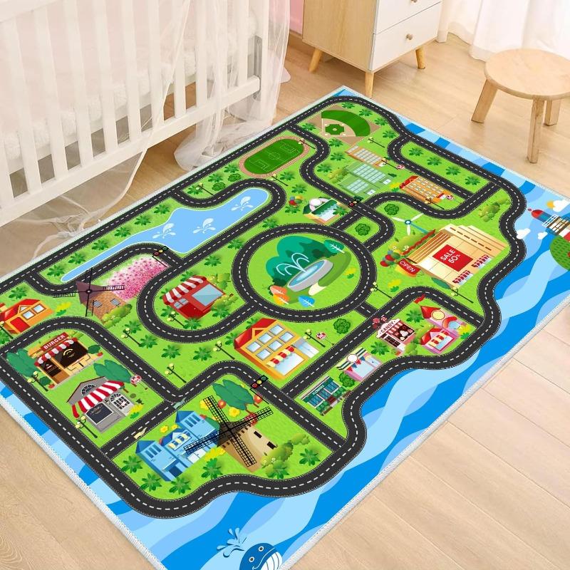 Children's Play Carpet Daycare Soft Climbing Mat Urban Road Rail Transit Carpet Office Children's Room Decoration Rug