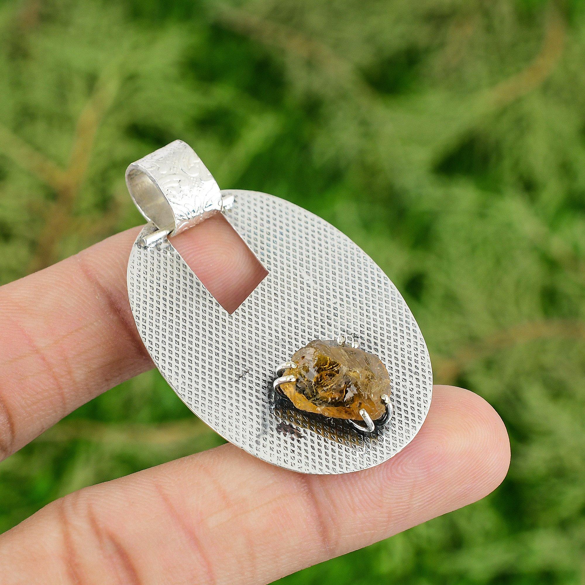 

Natural Smoky Quartz Rough Handcrafted Wife Pendant Jewelry 925 Sterling Silver