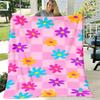 1pc Vintage Floral Print Blanket Lightweight Soft Flannel Allseason Multiuse Throw for Sofa, Camping, Travel And Gifts Pink Checkered with Multicolor