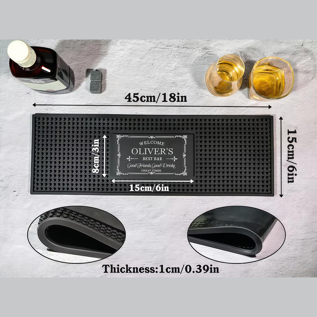 Personalized Custom Bar Mat With Name, Home Bar Mat, Beer Lover Gift, Bartender Rubber Bar Mat, Coffee Bar Mat