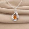 Citrine Gemstone 925 Sterling Silver Women Jewelry Designer Zircon Pendant 1.4" Valentine's Gift For Her CZP-16-6
