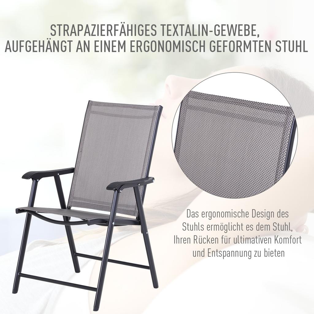 Set of Two Folding Garden Chairs - Grey