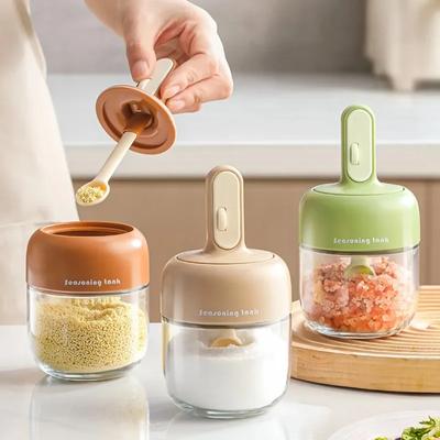 Versiegeltes Gewürzglas, Gewürzbox, Küchensalz und MSG, Gewürzflasche, Löffelabdeckung, integriertes feuchtigkeitsbeständiges, versiegeltes Glas