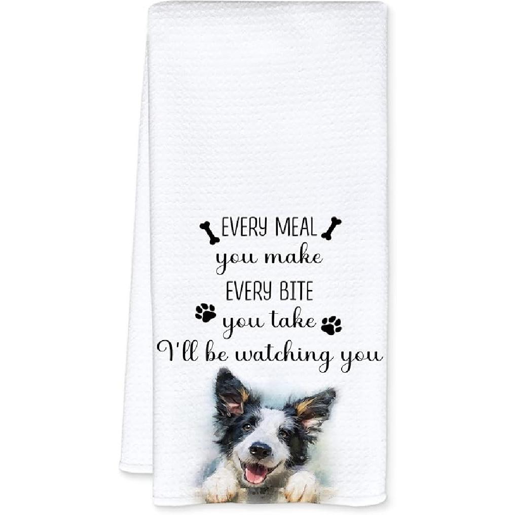 Border Collie Lovers Gifts Kitchen Towels, Collie Gifts for Women Dish Tea Towels for Kitchen Decor, Dog Mom Owner Gift Decorative Hand Towel, 16x24 Watch Collie