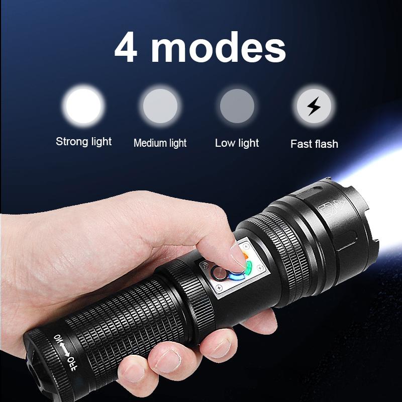Yellow+White+Red Lights Lighting 1500M Flashlight 500W LED Torch Rechargeable Lamp Waterproof Torch Light COB Light