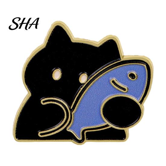 Enamel Kitten Brooch Holding Fish Cartoon Cat Brooch, Alloy Badge Pin, Metal Clothes Animal Clothing Accessories for Backpacks Hats Scarves Jackets