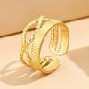 Women's European Retro Geometric Gold-Plated Stainless Steel Ring