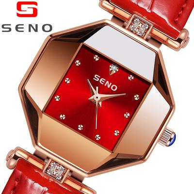 SENO Damenuhr, Damenmode, schlicht, wasserdicht, Leder, Quarzuhr