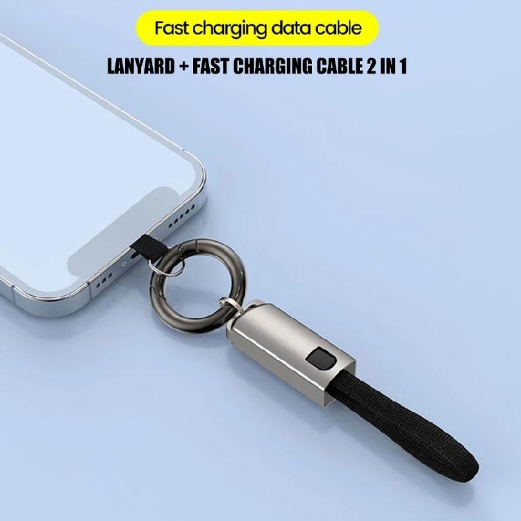 Phone Lanyard Data Cable Quick Charging PD65W USB C To Type C Short Cable 16CM with Keychain Hook Efficient Power Supply