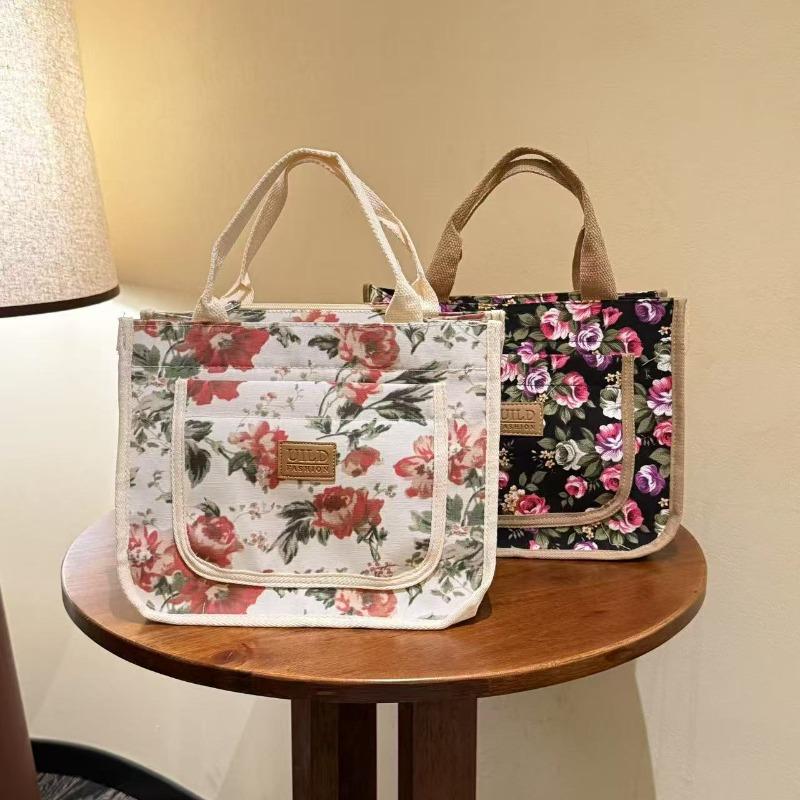 New thickened canvas handbag hand carry out office workers bring rice lunch box lunch bento bag handbag large capacity