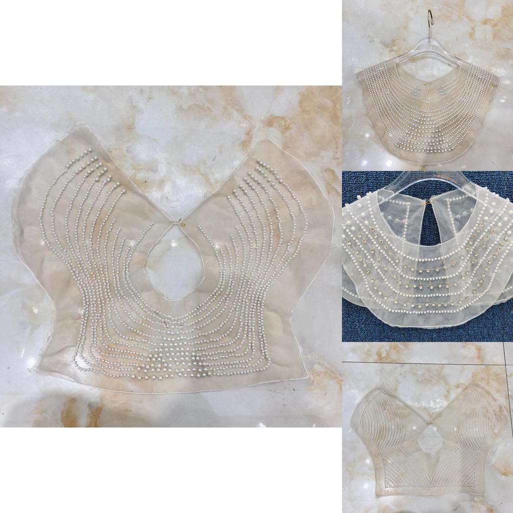 Girl Dressmaking Accessories Lace Collars With Artificial Pearls And Rhinestone Decor For Creative Diy Apparel
