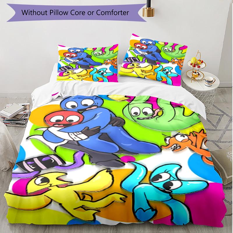 3pcs Duvet Cover Set (1*Duvet Cover + 2*Pillowcase, Without Core), Game Rainbow Friends Print Soft All‑Season Bedding Set, Home Bedroom Decor Gift