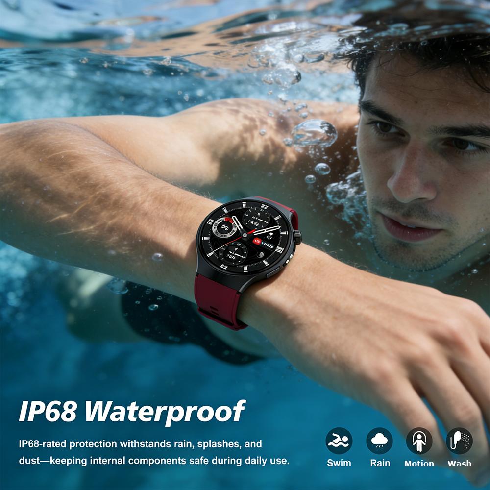 New 1000mAh battery Smart Watch 1.70" HD  Screen Flashlight GPS track Heart Rate BT Call Compass Smartwatch for Men