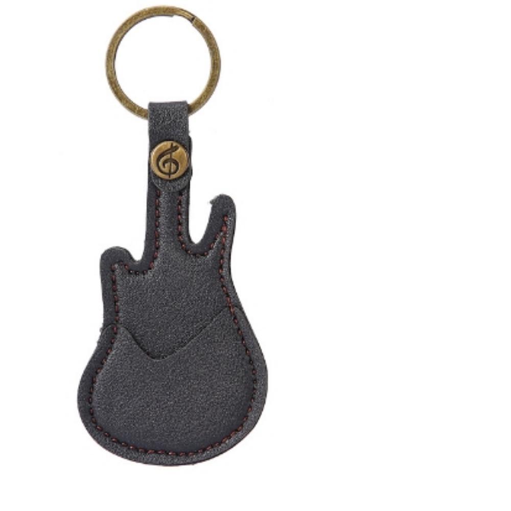 1Pc Leather Guitar Pick Bag Guitar Pick Holder Case Guitar Shape With Key Ring Celluloid Picks String Instrument Accessories