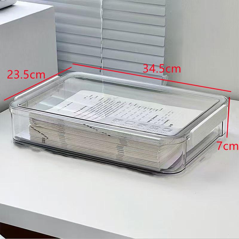 Transparent Plastic Document Storage and Organizer Box for Home.