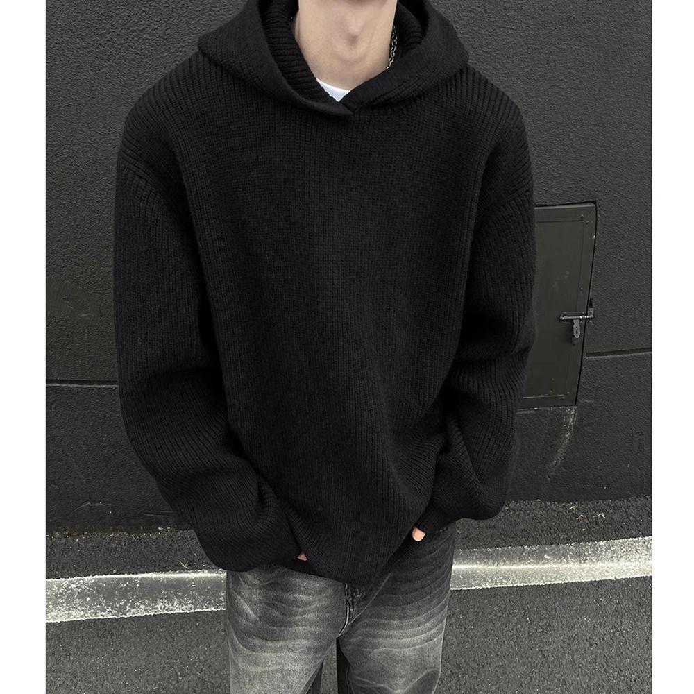 Men's Retro Hooded Knit Cardigan - Autumn/Winter Unisex Korean Trend Style