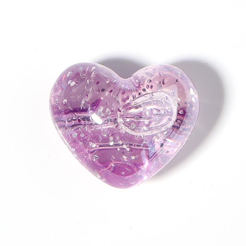 10Pcs/Lot 24×20mm Acrylic Beads For Jewelry Production Colored Heart Shape Hole Size 3.8mm Beads Diy Handmade Charm Headrope