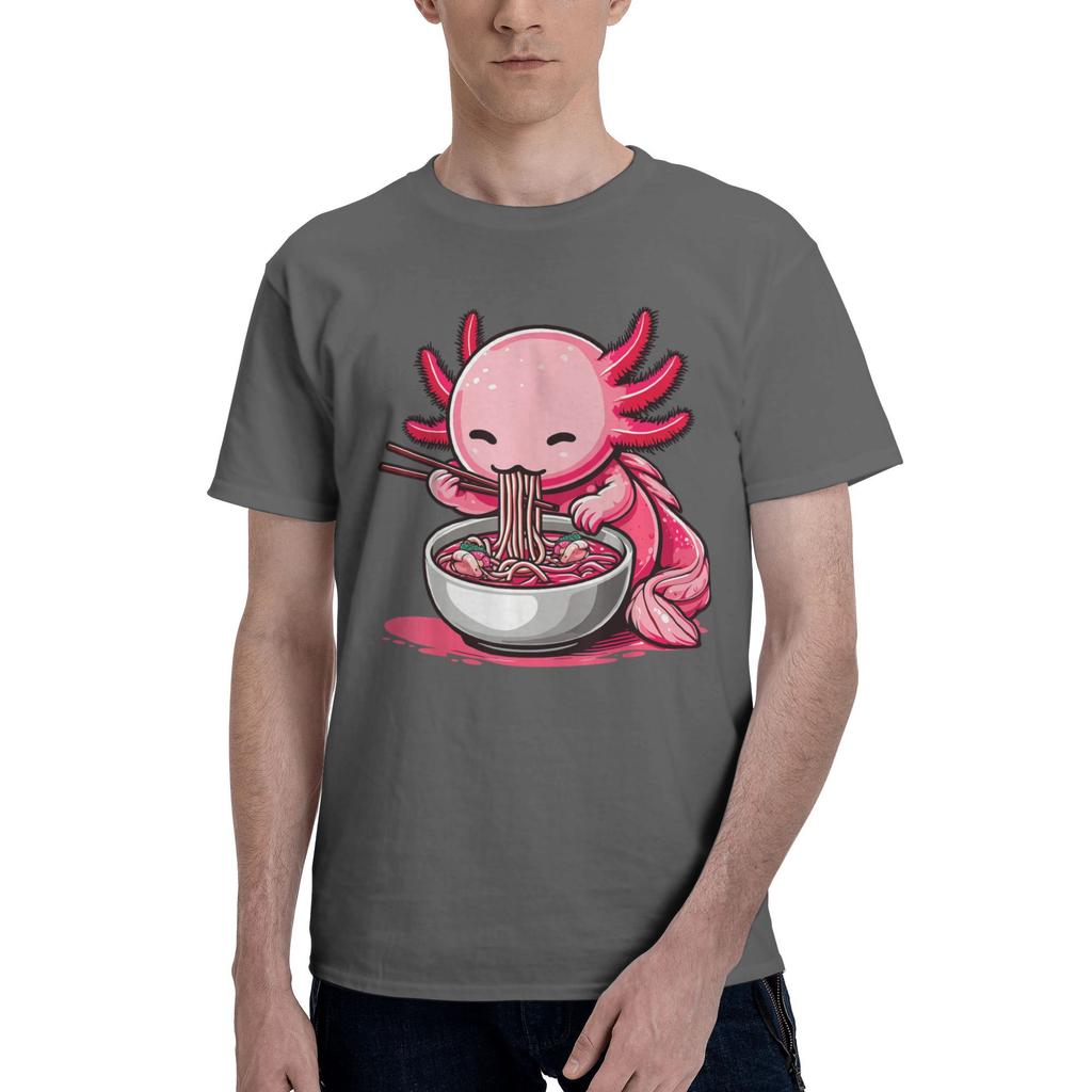 Oversized TShirt Funny Axolotl Noodle Gifts Anime Kawaii Axolotl Eating RaUnisex Noodles Tee Shirt for Unisexs Summer Tops
