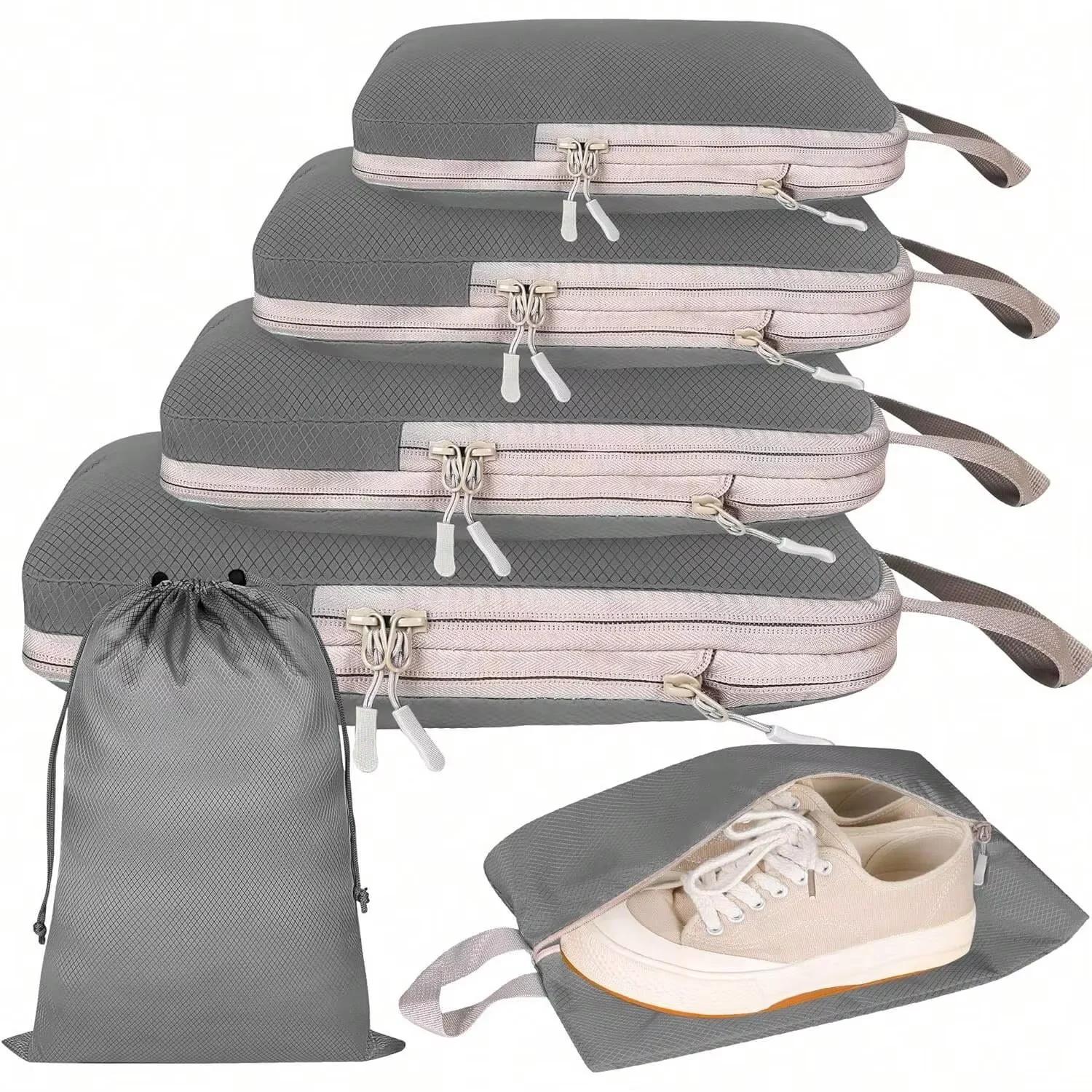 

Набор/6 шт. Сжимаемые упаковочные дорожные сумки-кубики Водонепроницаемый чемодан Нейлоновый портативный с сумкой Органайзер для багажа Ryanai