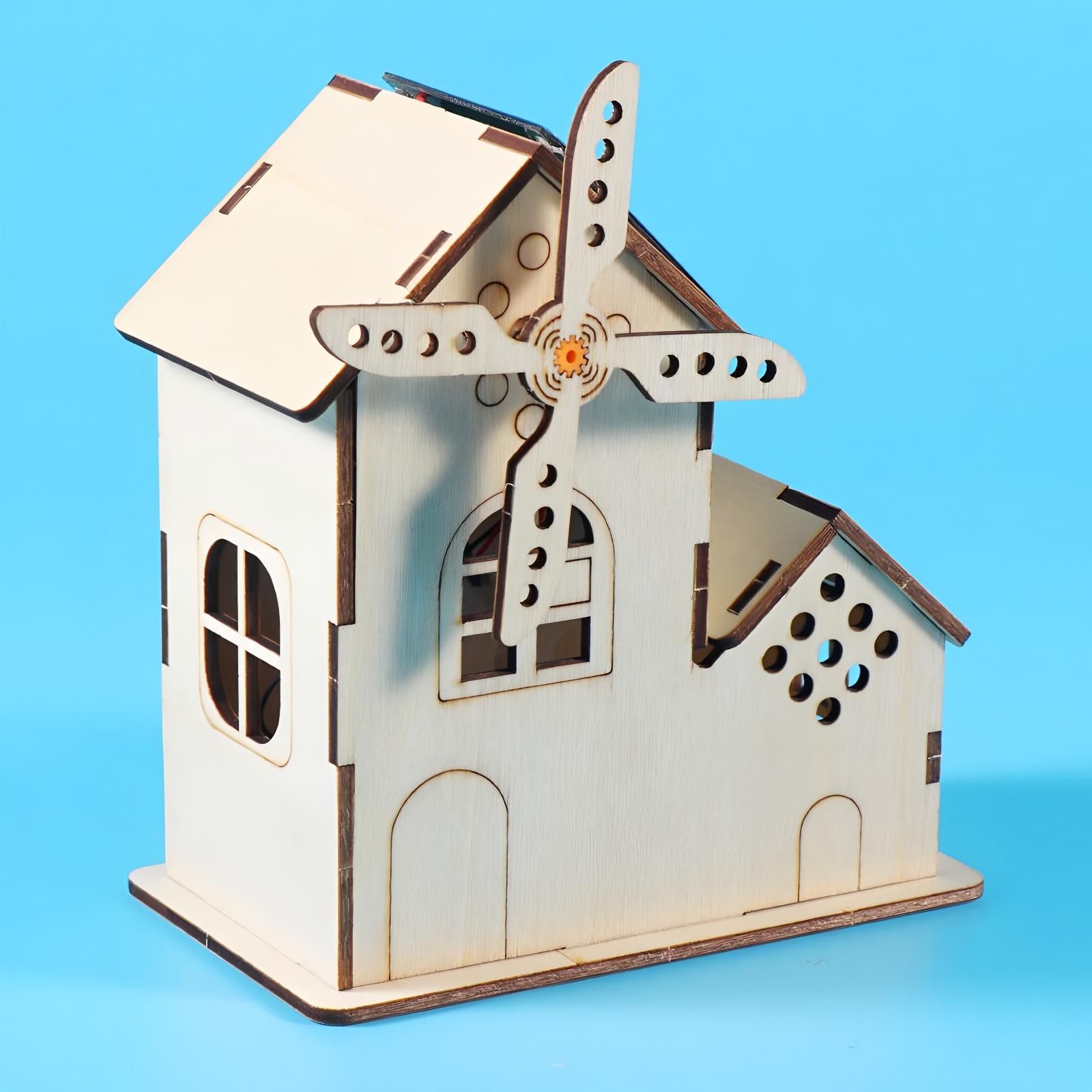 

Solar windmill houses, children s DIY handcrafted assembly models, 3D wooden jigsaw puzzles, educational science experiments