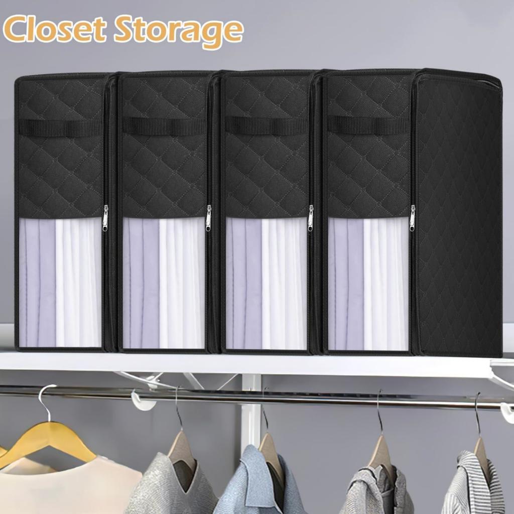 Kleideraufbewahrungstasche Faltbare dicke Stoffdecke Aufbewahrungstasche Klare Fenster und Griffe sind perfekt für Kleidung, Decken, Clo