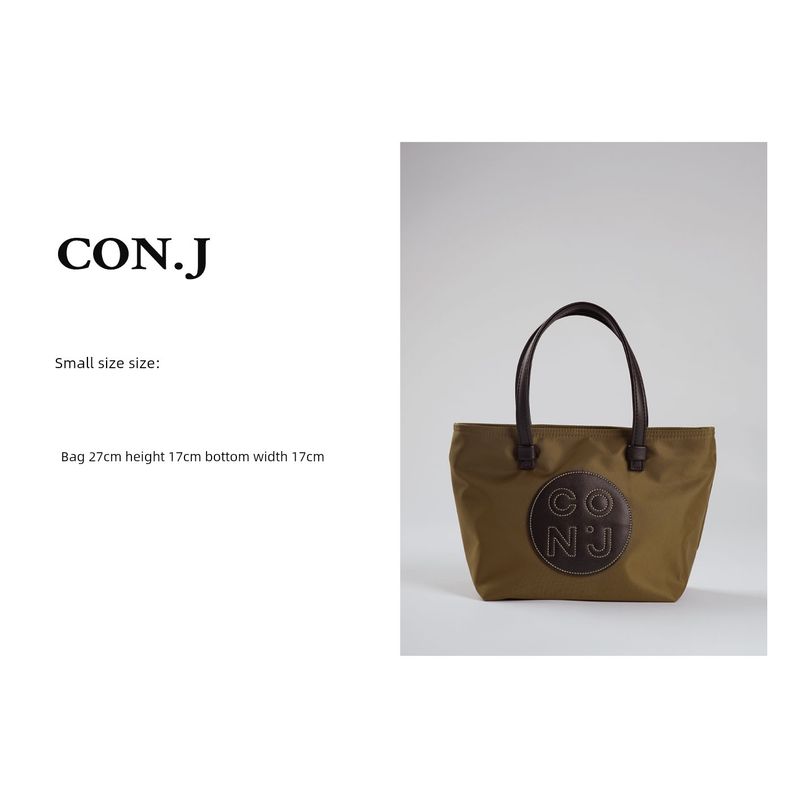 

Con. J Contrast Color Tote Commuter Bag Bucket Bags Simple Textured Large Capacity Canvas Bag Niche Style Handbag Small size Satchel olive khaki olivekhaki