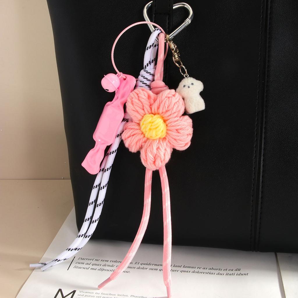 Original Fashion Woven Flower Candy Flocking Puppy Bag Pendant Pendant Mobile Phone Lanyard Bag Hanging Accessories