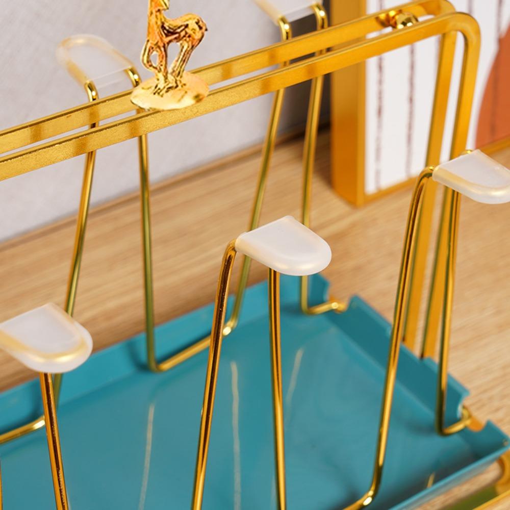 Iron Art Cup Storage Rack Reindeer Decorative Cups Shelf New Cup Tray Holder For Drying Cups