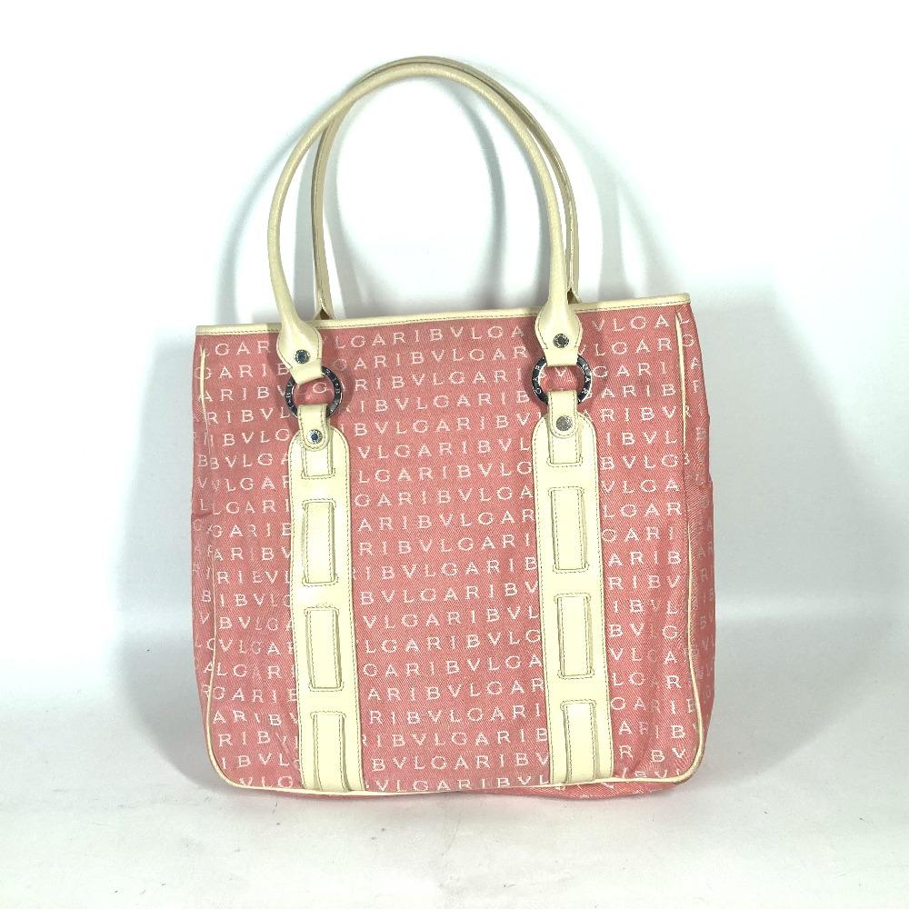 BVLGARI Logo mania Vertical Tote Bag Shoulder Bag Leather/Canvas pink/White