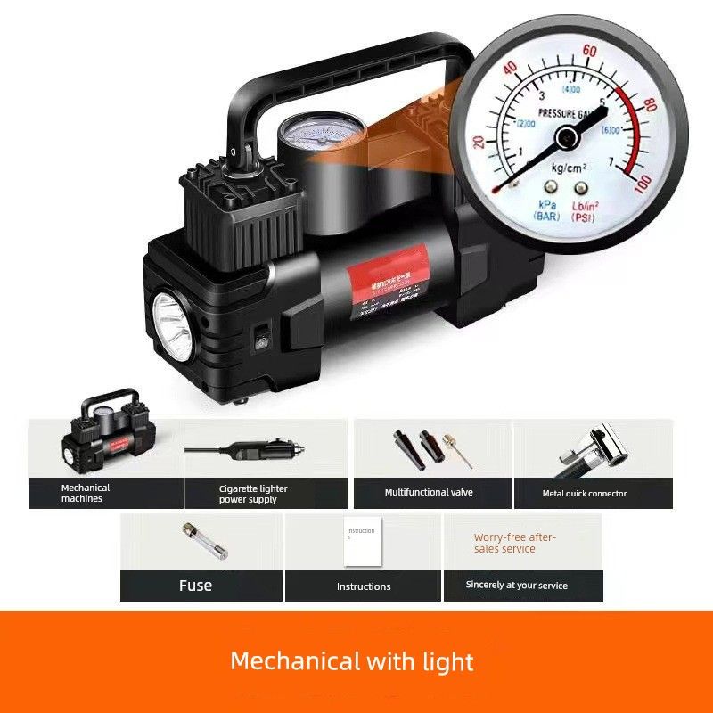 Car Air Pump, Electric Air Pump, Car Tire Pump, Portable Car Air Pump Mechanical Watch [with Light]