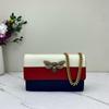 [Pre-Owned] Queen Margaret Metal Bee Decoration Color Block Design Removable Chain Shoulder Strap Leather Crossbody Bag - Excellent #47YRUA