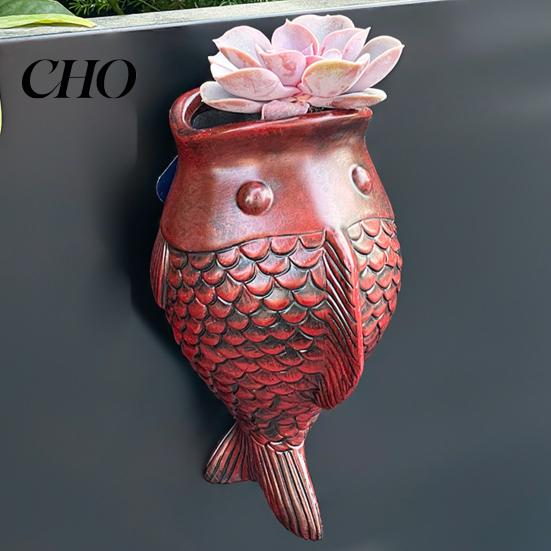 Indoor Outdoor Wall Planter Fish Shape Mounted Hanging Flower Pot Decorative for Balcony Patio Garden Whimsical