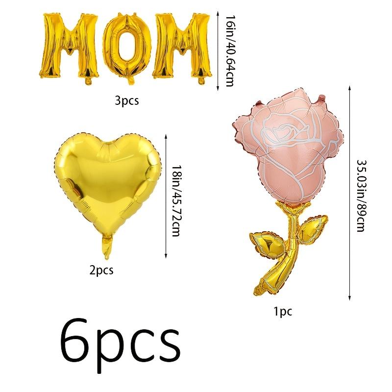 

6 шт. Розовый Фольгированный Шар Роза Золотое Сердце Буква MOM Набор Шаров Декорации на День Матери Праздничные Принадлежности Реквизит для Фотосессии Вечеринки other
