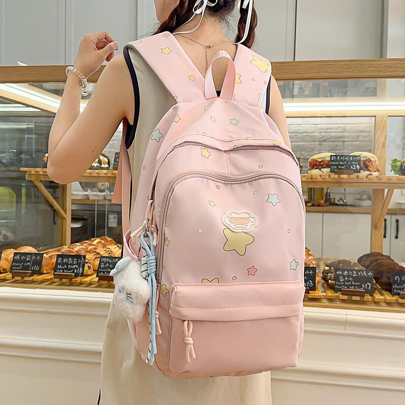 Star Printed Lightweight Casual Backpack With Nylon Material For Teens Use Daily